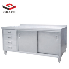 Stainless Steel Worktable With Sink Drain Table Canteen Dish Cabinet and Drawers